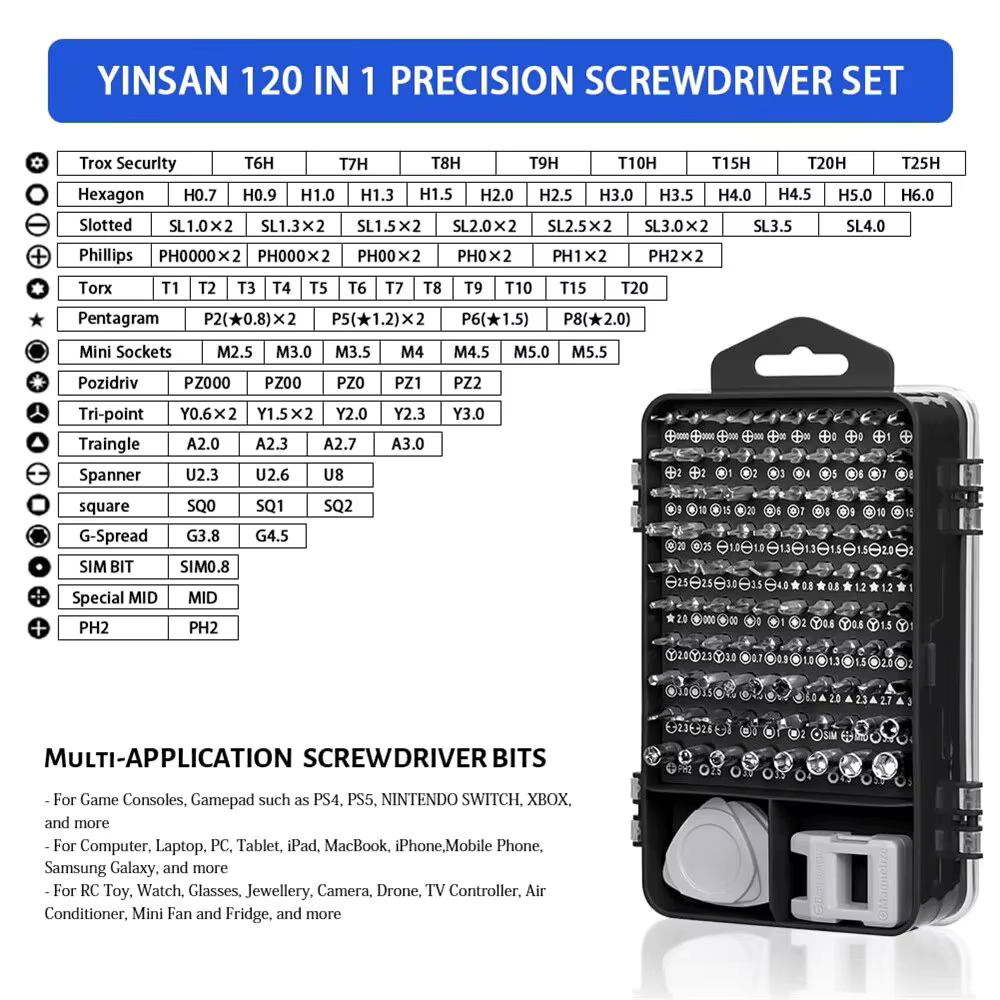 115-in-1 Precision Electronics Screwdriver Set – Magnetic Repair Tools for Laptops, Phones & More