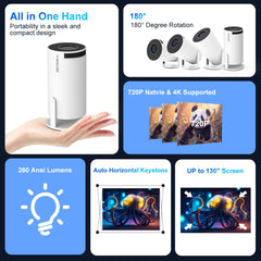 HY300 Pro 4K-Ready Android 11 Projector – WiFi 6, 260 ANSI, BT5.0