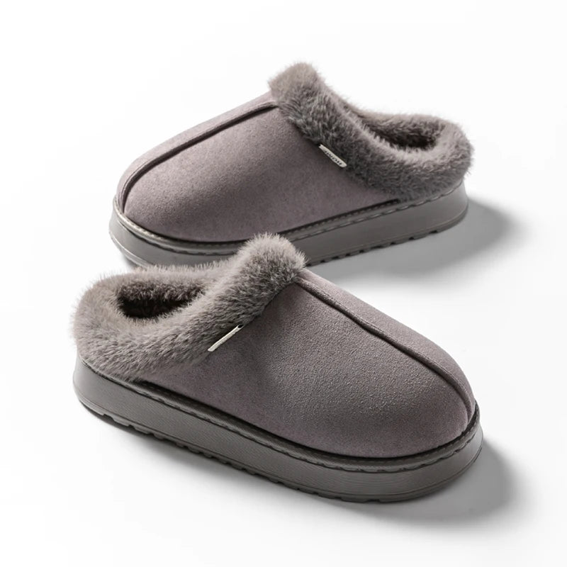 Unisex Fluffy Winter Slippers – Warm, Non-Slip EVA Thick-Sole Indoor Footwear