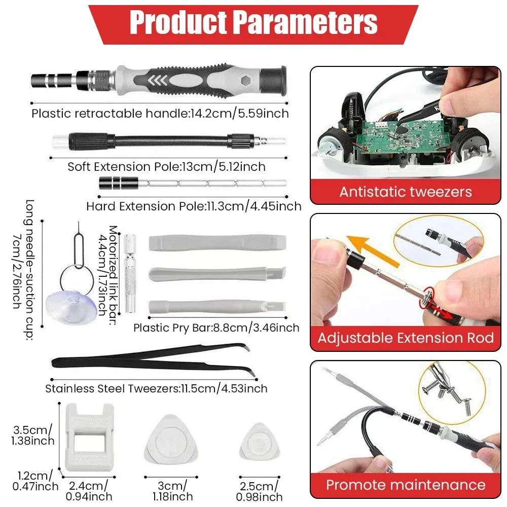 115-in-1 Precision Electronics Screwdriver Set – Magnetic Repair Tools for Laptops, Phones & More