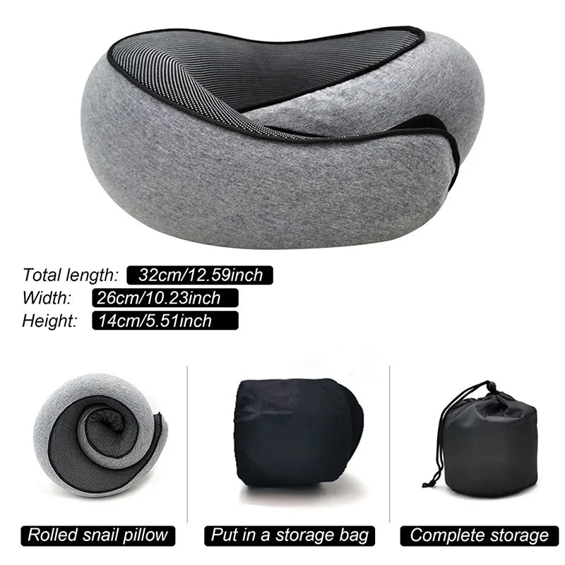 Travel Neck Pillow – Snail Style Memory Foam U-Shaped Pillow for Ultimate Neck Support