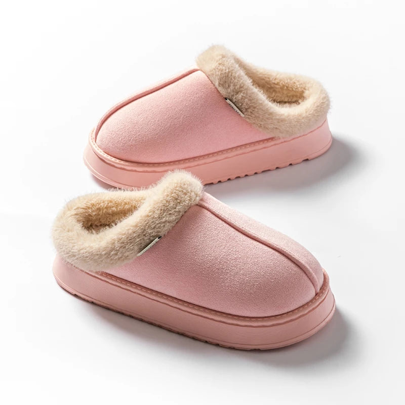 Unisex Fluffy Winter Slippers – Warm, Non-Slip EVA Thick-Sole Indoor Footwear