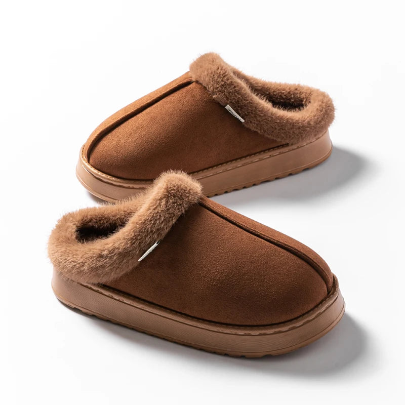 Unisex Fluffy Winter Slippers – Warm, Non-Slip EVA Thick-Sole Indoor Footwear