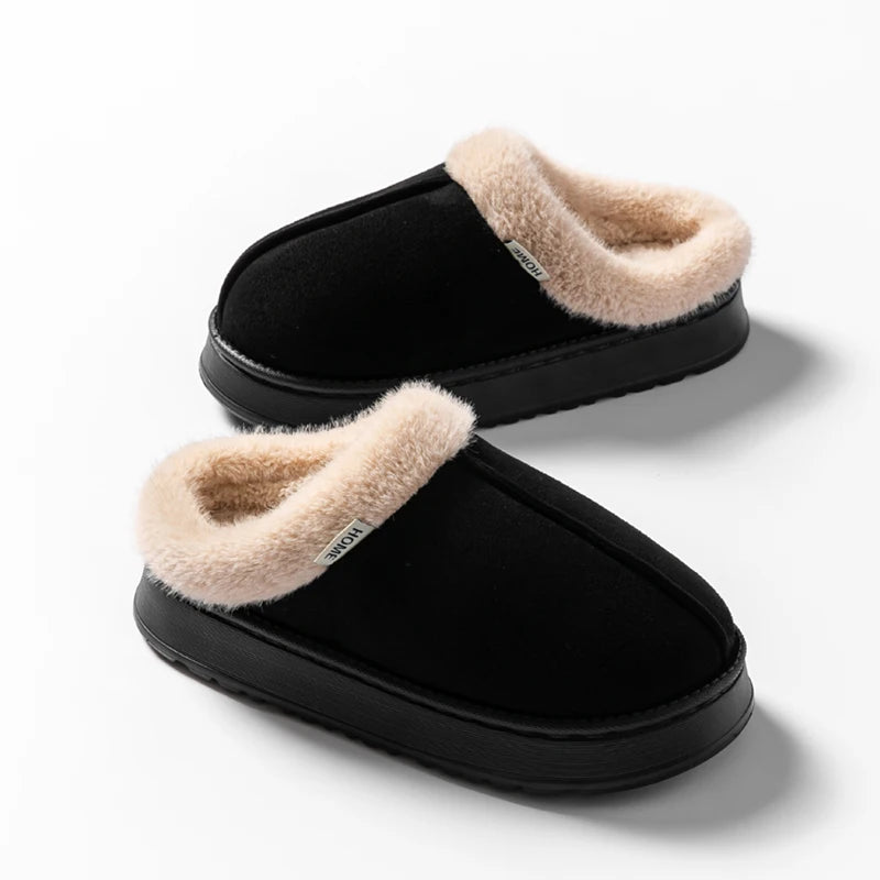 Unisex Fluffy Winter Slippers – Warm, Non-Slip EVA Thick-Sole Indoor Footwear