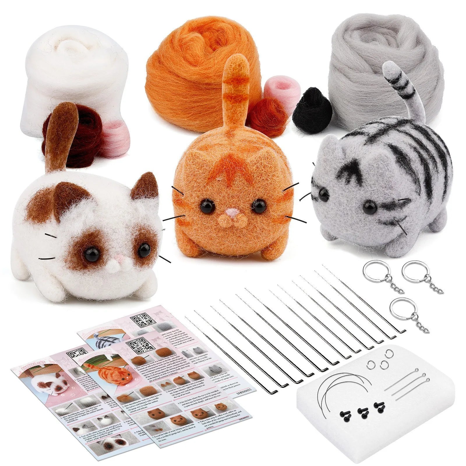 Dog Wool Needle Felting Kit – DIY Handmade Wool Felting Material Package for Crafting Dogs & Cats, Needle Felting Tool Kit