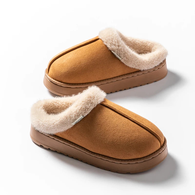 Unisex Fluffy Winter Slippers – Warm, Non-Slip EVA Thick-Sole Indoor Footwear