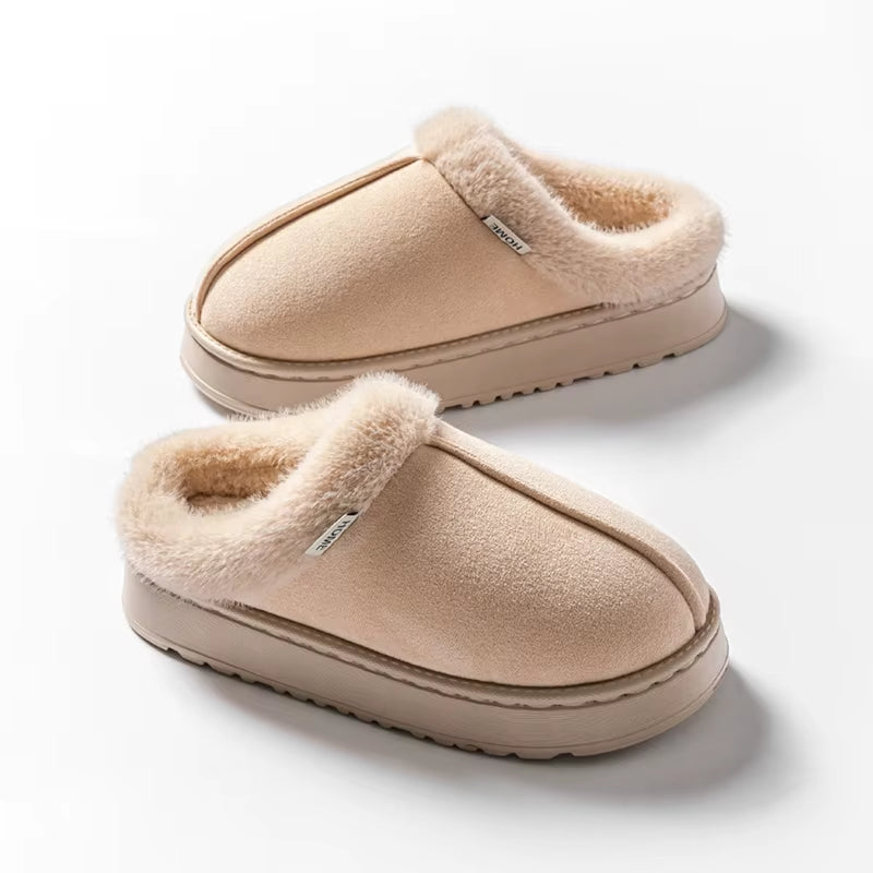 Unisex Fluffy Winter Slippers – Warm, Non-Slip EVA Thick-Sole Indoor Footwear