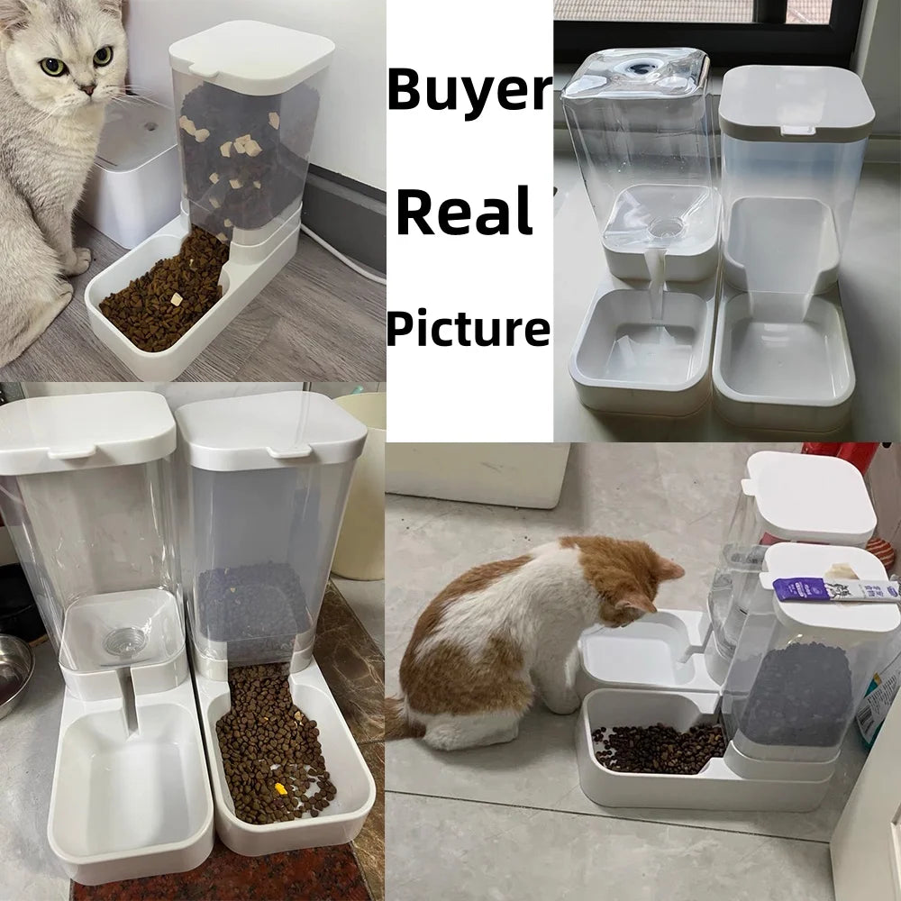 Automatic Dog Feeder & Cat Water Dispenser – Gravity Food & Water Dispenser for Cats and Dogs